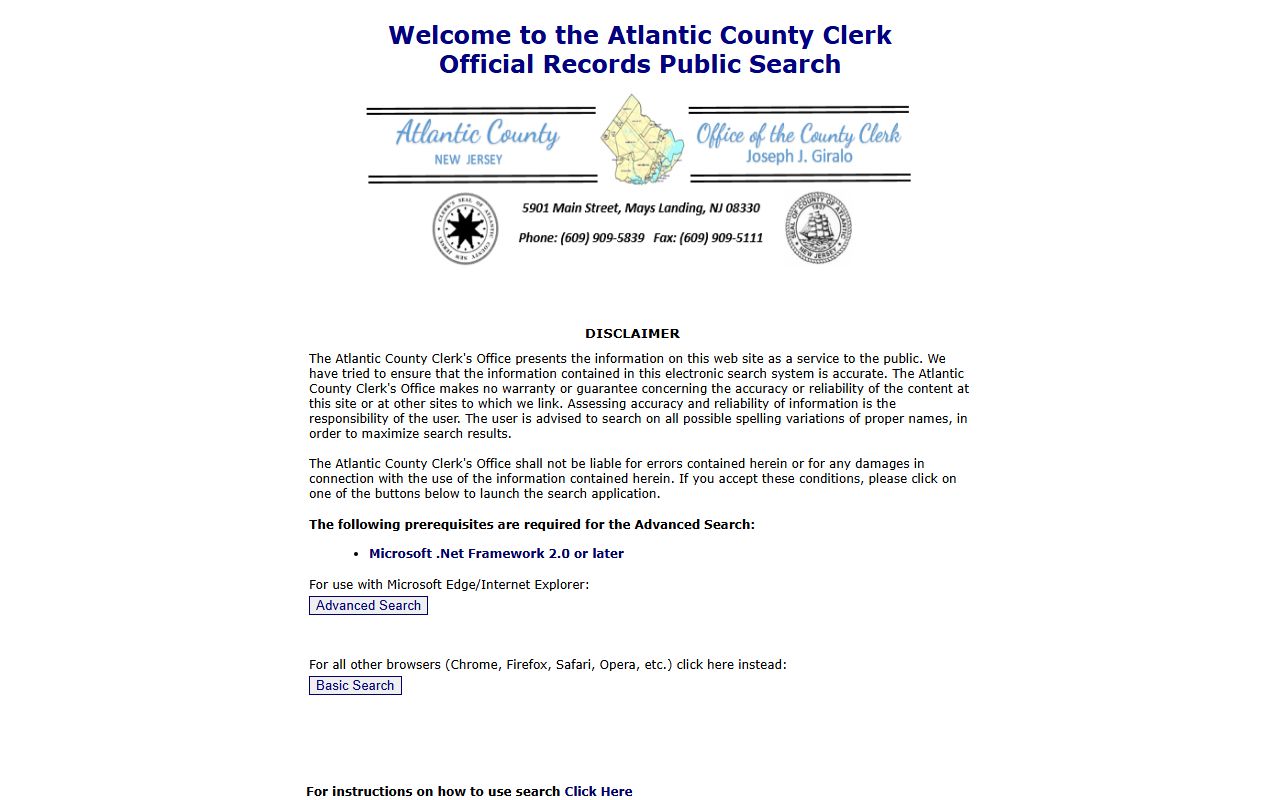 Atlantic County Clerk records Official Records Public Search portal
