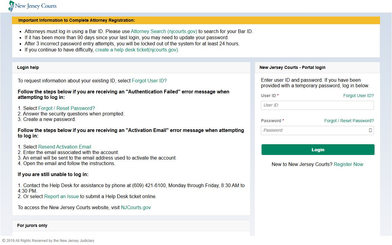 NJMCDirect portal for Atlantic County court dockets and municipal tickets