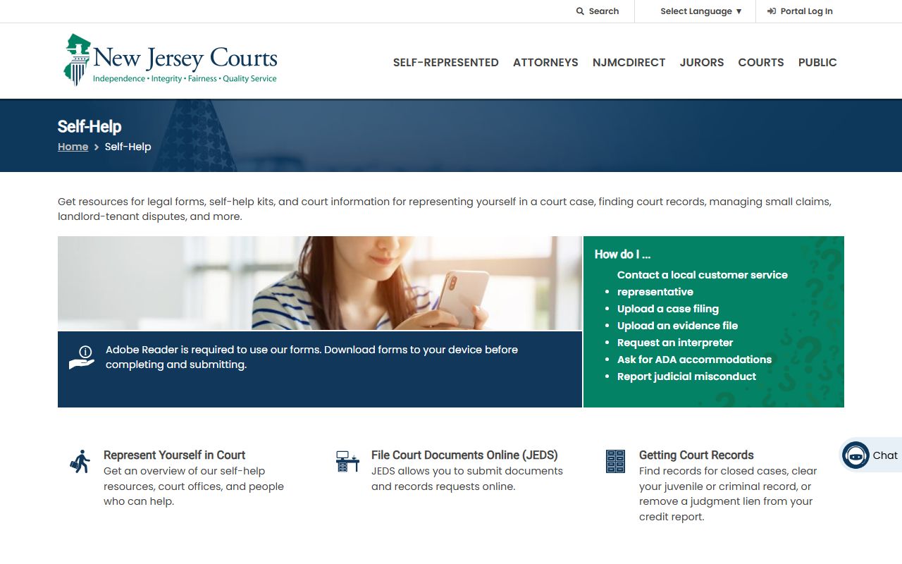 NJ Courts Self-Help Center page for Atlantic County court records guidance