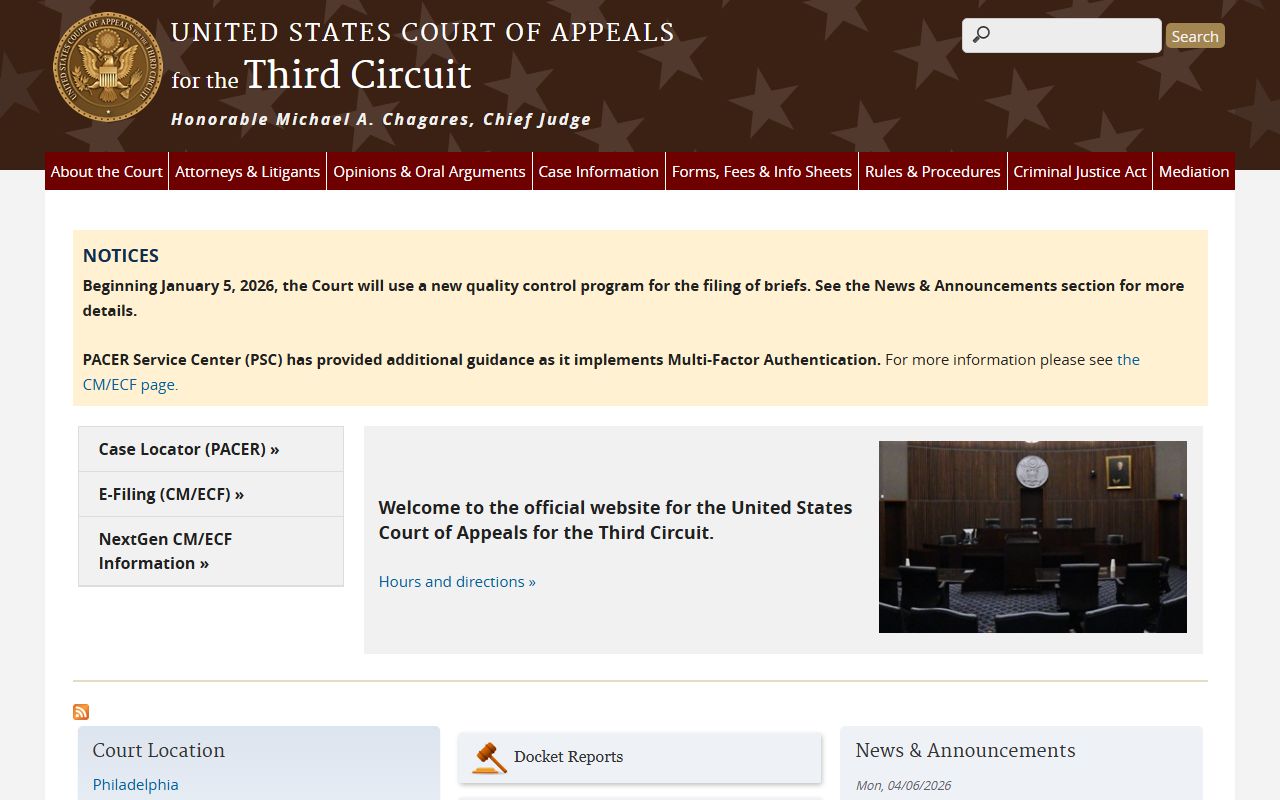 Atlantic County federal court - U.S. Court of Appeals for the Third Circuit