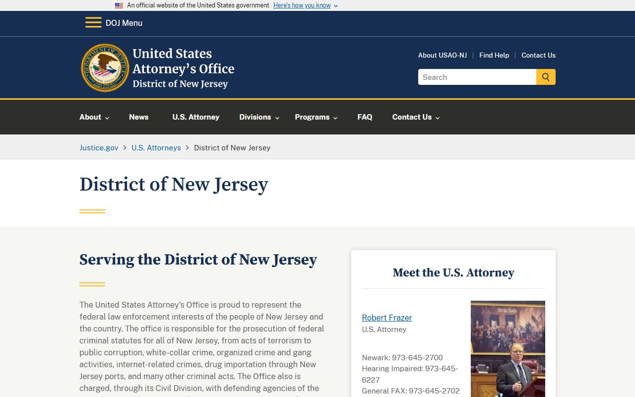 Atlantic County federal court - U.S. Attorney District of New Jersey