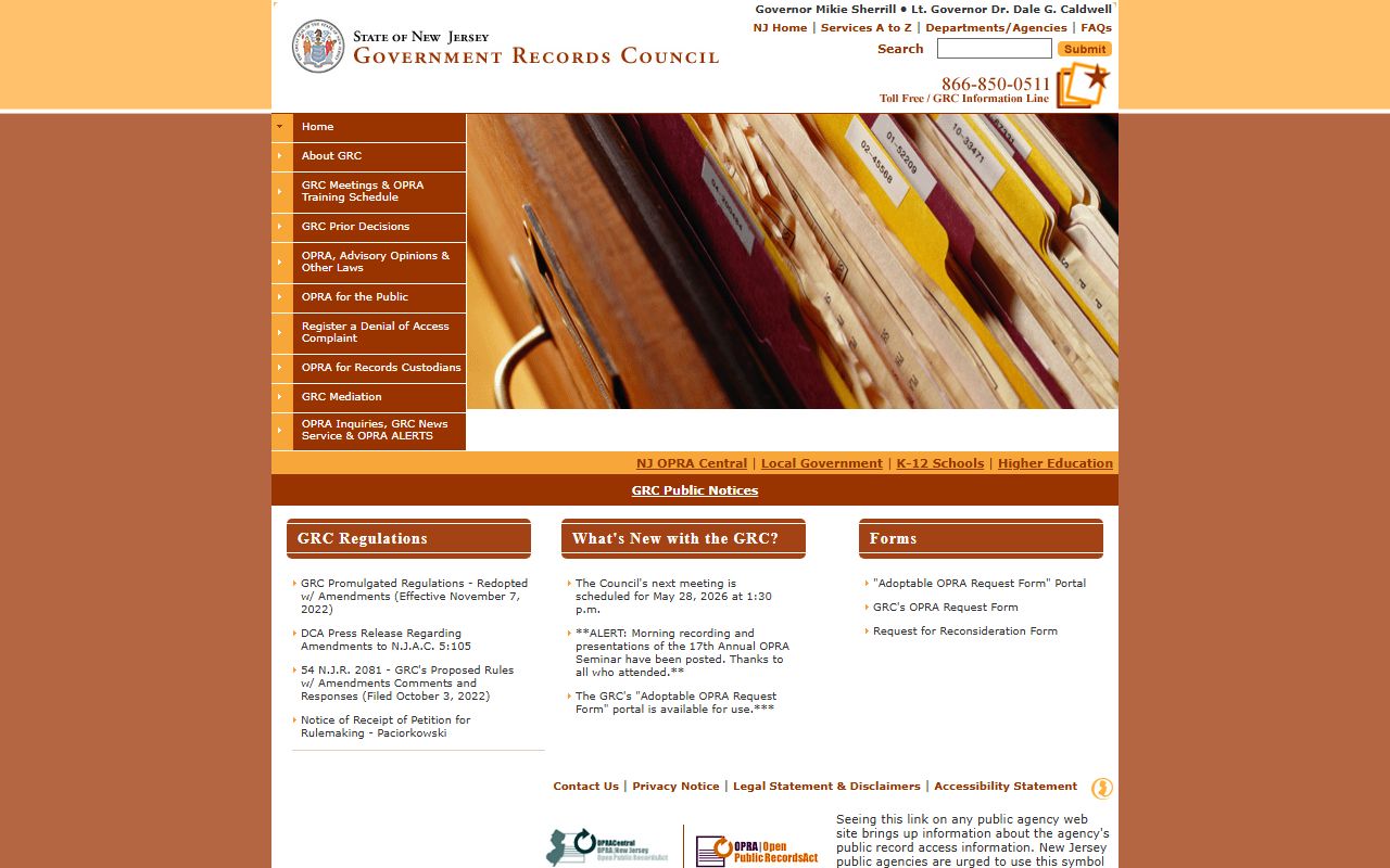 Government Records Council website for Atlantic County public records OPRA guidance
