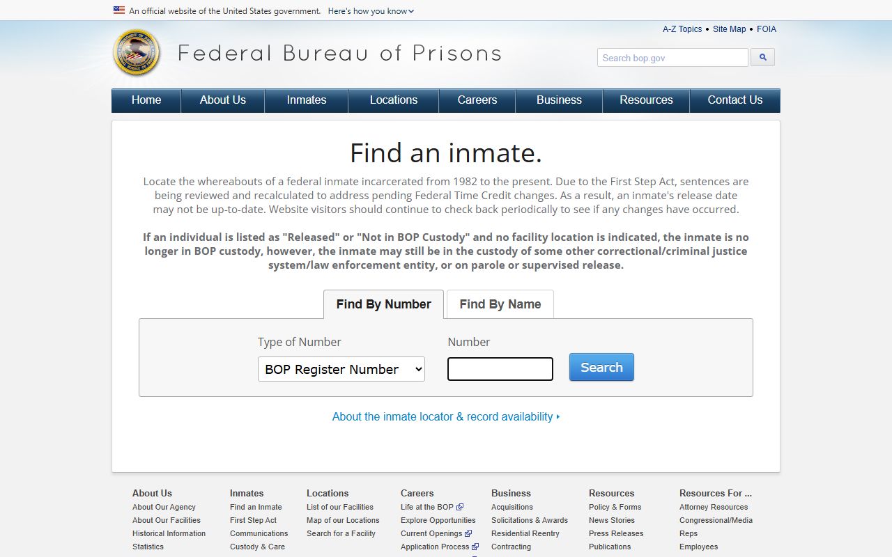BOP inmate locator portal for Atlantic County released inmates