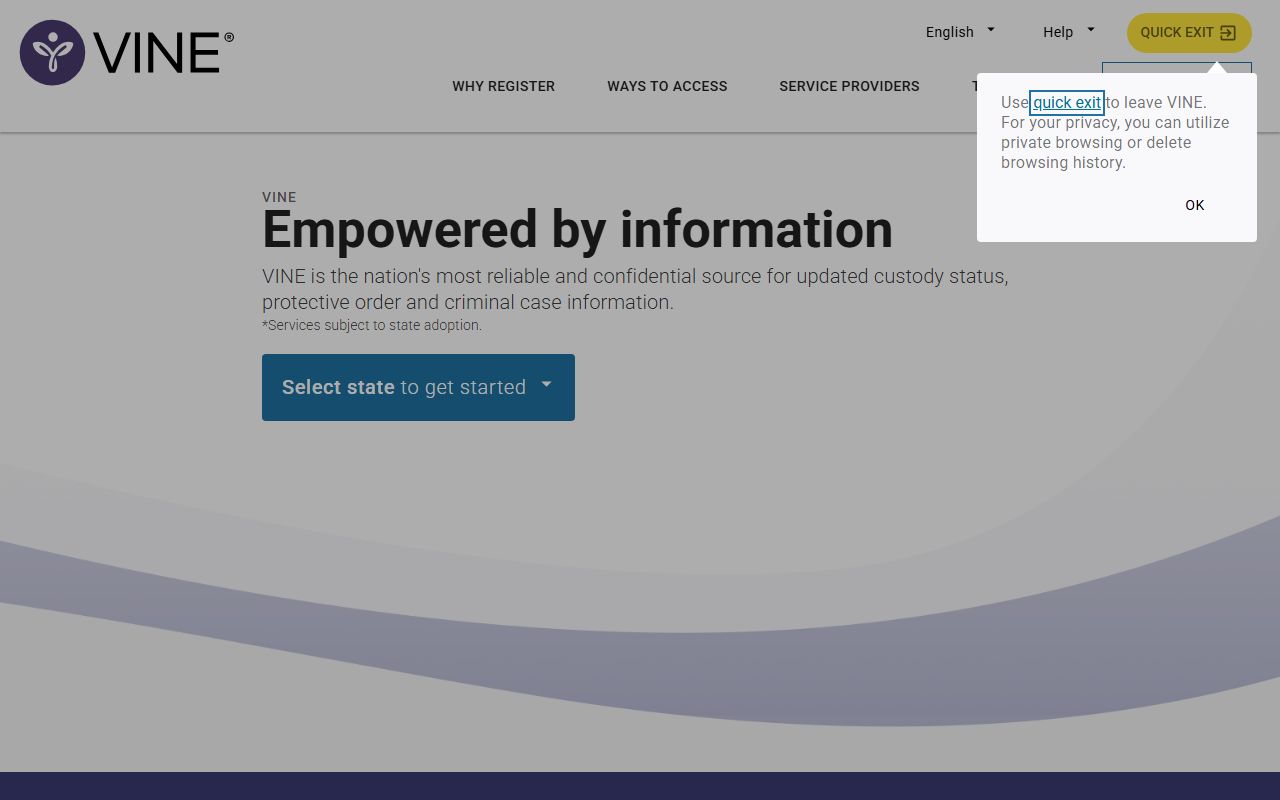 VINELink custody status portal for Atlantic County released inmates