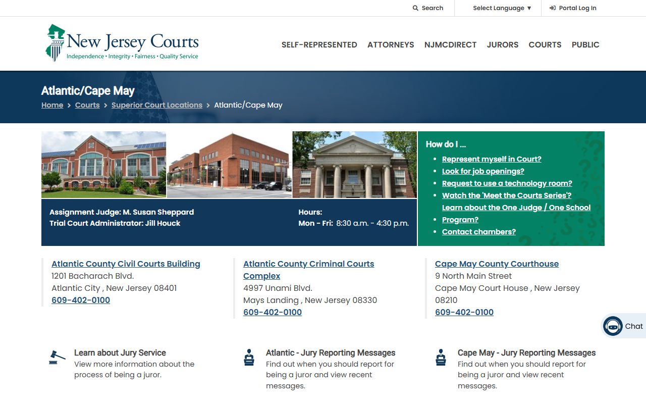 Atlantic County Court vicinage page on the NJ Courts website